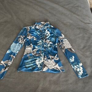 Guess Floral Snap-Up Long Sleeve Shirt
